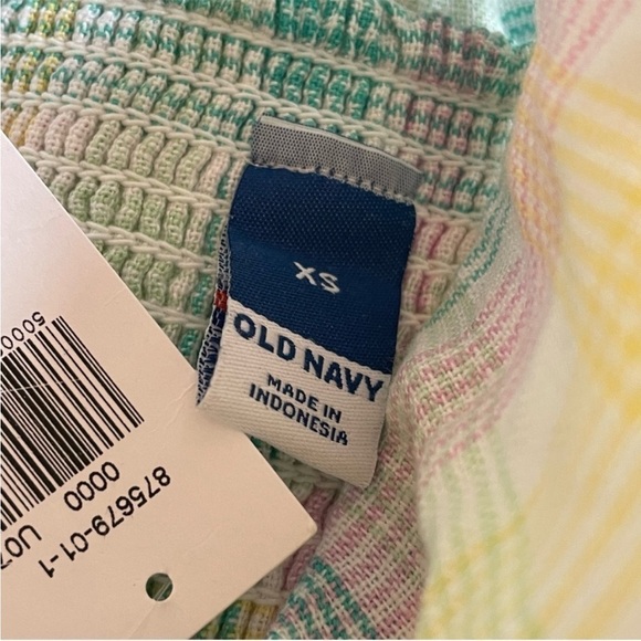 NEW! Old Navy- Yellow Blue Pink Plaid Spaghetti Strap Self Tie Mini Dress NWT - Picture 8 of 11